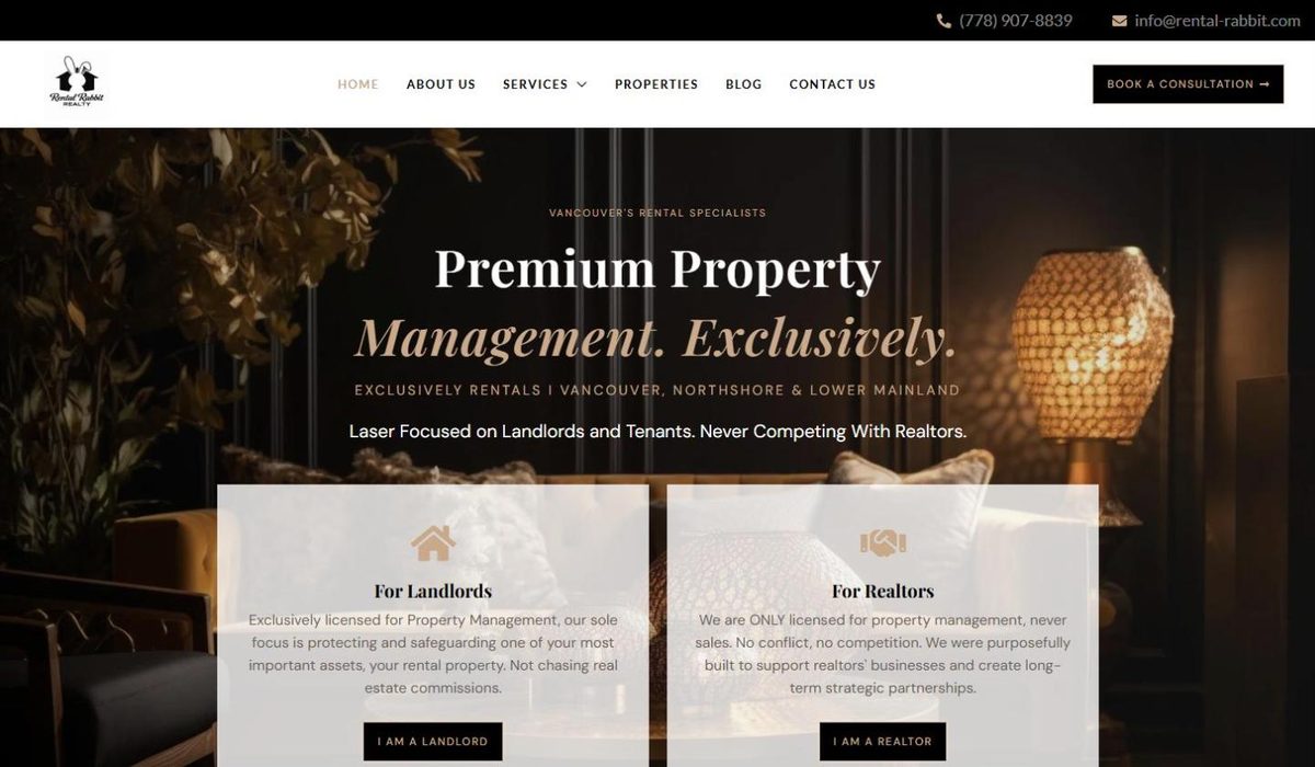 Rental Rabbit Realty website homepage